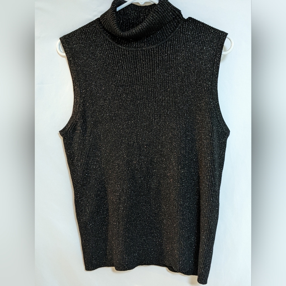 Black Sleeveless Turtleneck Sweater